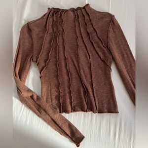 BDG Chocolate Ribbed Long Sleeve Top
